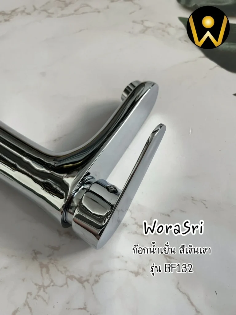 ก๊อกเดี่ยวอ่างล้างหน้าน้ำเย็นทรงเตี้ยติดเคาน์เตอร์ในห้องน้ำ