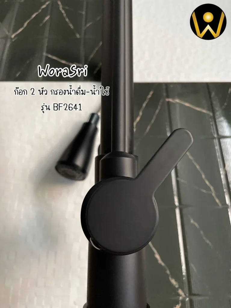 ก๊อกซิงค์ล้างจานถอดหัวดึงสายได้กรองน้ำดื่มสีทอง Golden Pull-Out Kitchen Faucet with Water Filter