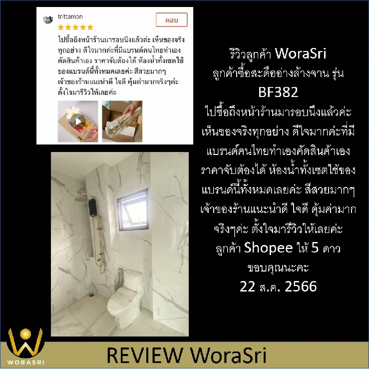 เจาะลึกรีวิวชุดเรนชาวเวอร์WoraSri เปลี่ยนห้องน้ำธรรมดาให้เป็น Home Spa