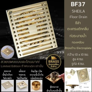 สะดืออ่างล้างหน้าท่อน้ำทิ้งตะแกรงดักกลิ่นสต็อปวาลว์สีทอง Golden Stop Valve Floor Drain Hose Waste Basin