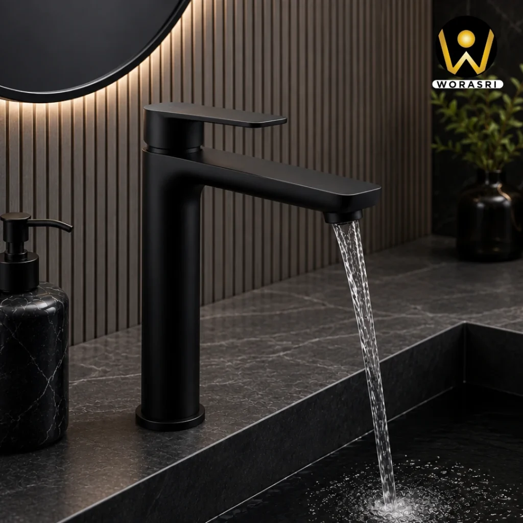 ก๊อกและอุปกรณ์ห้องน้ำห้องครัวสีดำ Matte Black Luxury Innovative Faucet & Accessories