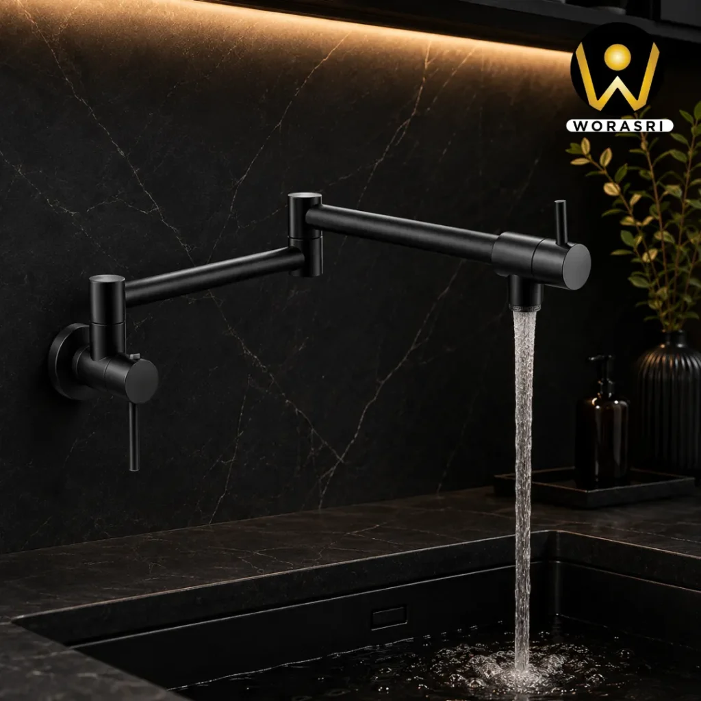 ก๊อกและอุปกรณ์ห้องน้ำห้องครัวสีดำ Matte Black Luxury Innovative Faucet & Accessories