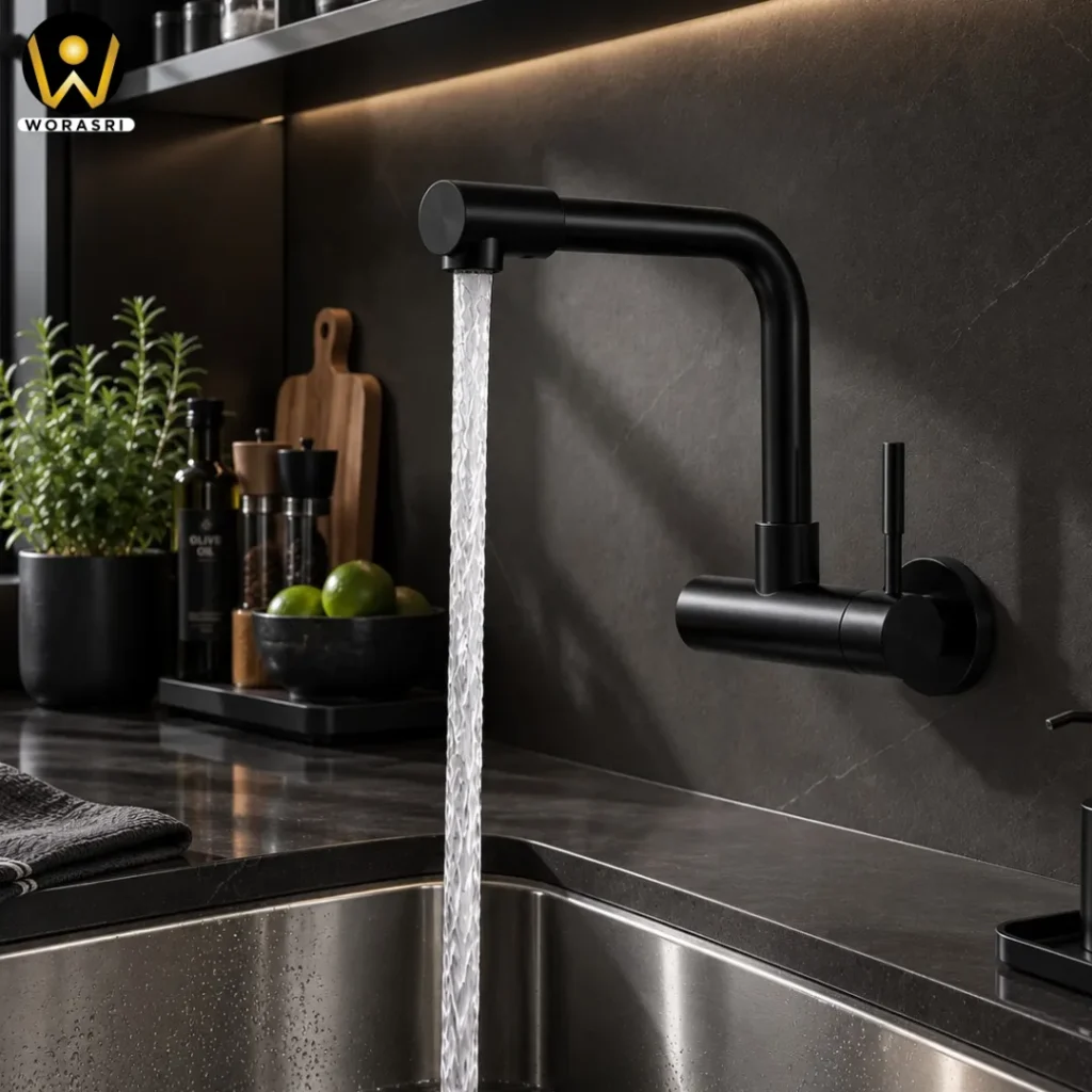 ก๊อกและอุปกรณ์ห้องน้ำห้องครัวสีดำ Matte Black Luxury Innovative Faucet & Accessories