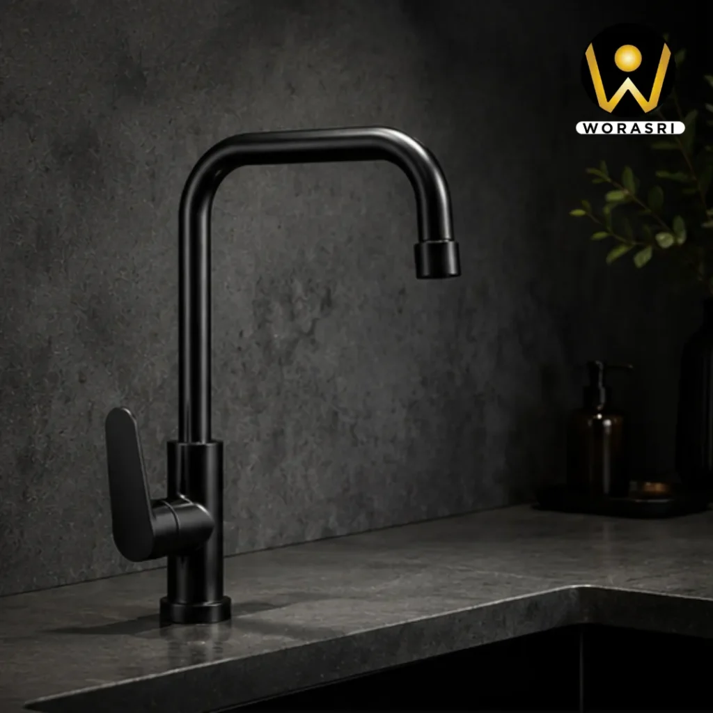 ก๊อกและอุปกรณ์ห้องน้ำห้องครัวสีดำ Matte Black Luxury Innovative Faucet & Accessories