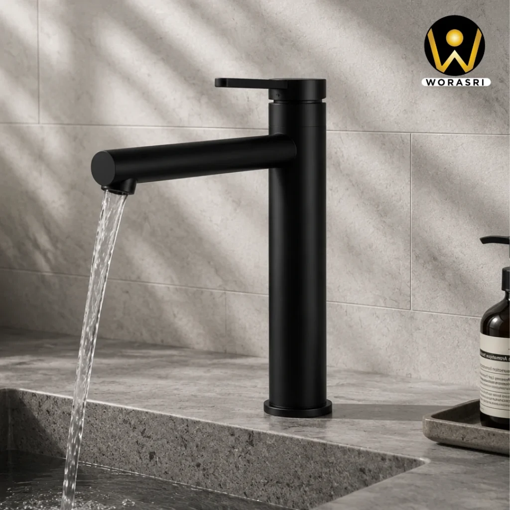 ก๊อกและอุปกรณ์ห้องน้ำห้องครัวสีดำ Matte Black Luxury Innovative Faucet & Accessories