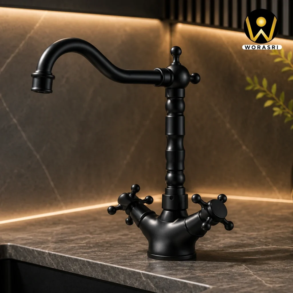 ก๊อกและอุปกรณ์ห้องน้ำห้องครัวสีดำ Matte Black Luxury Innovative Faucet & Accessories