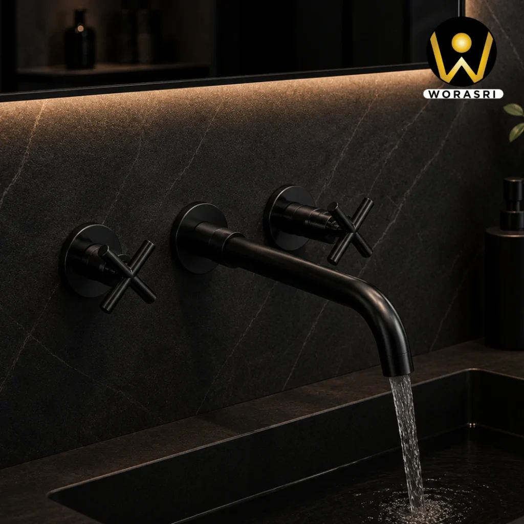 ก๊อกและอุปกรณ์ห้องน้ำห้องครัวสีดำ Matte Black Luxury Innovative Faucet & Accessories