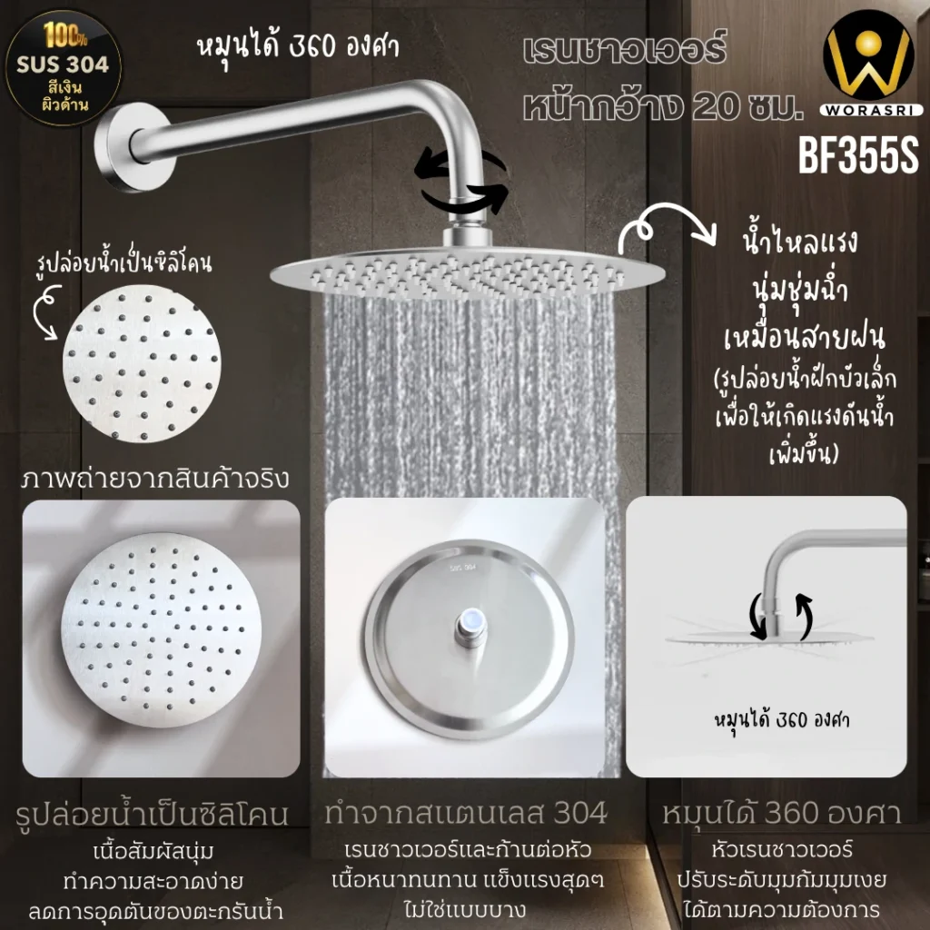 ฝักบัวเรนชาวเวอร์ก้านแข็งฝังผนังที่ฉีดชำระสีทอง