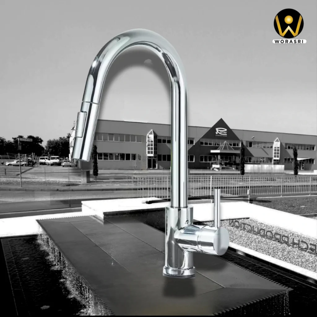 ก๊อกน้ำและอุปกรณ์ห้องน้ำ ห้องครัวสีเงินและสีโครม Silver & Chrome Luxury Faucets & Accessories