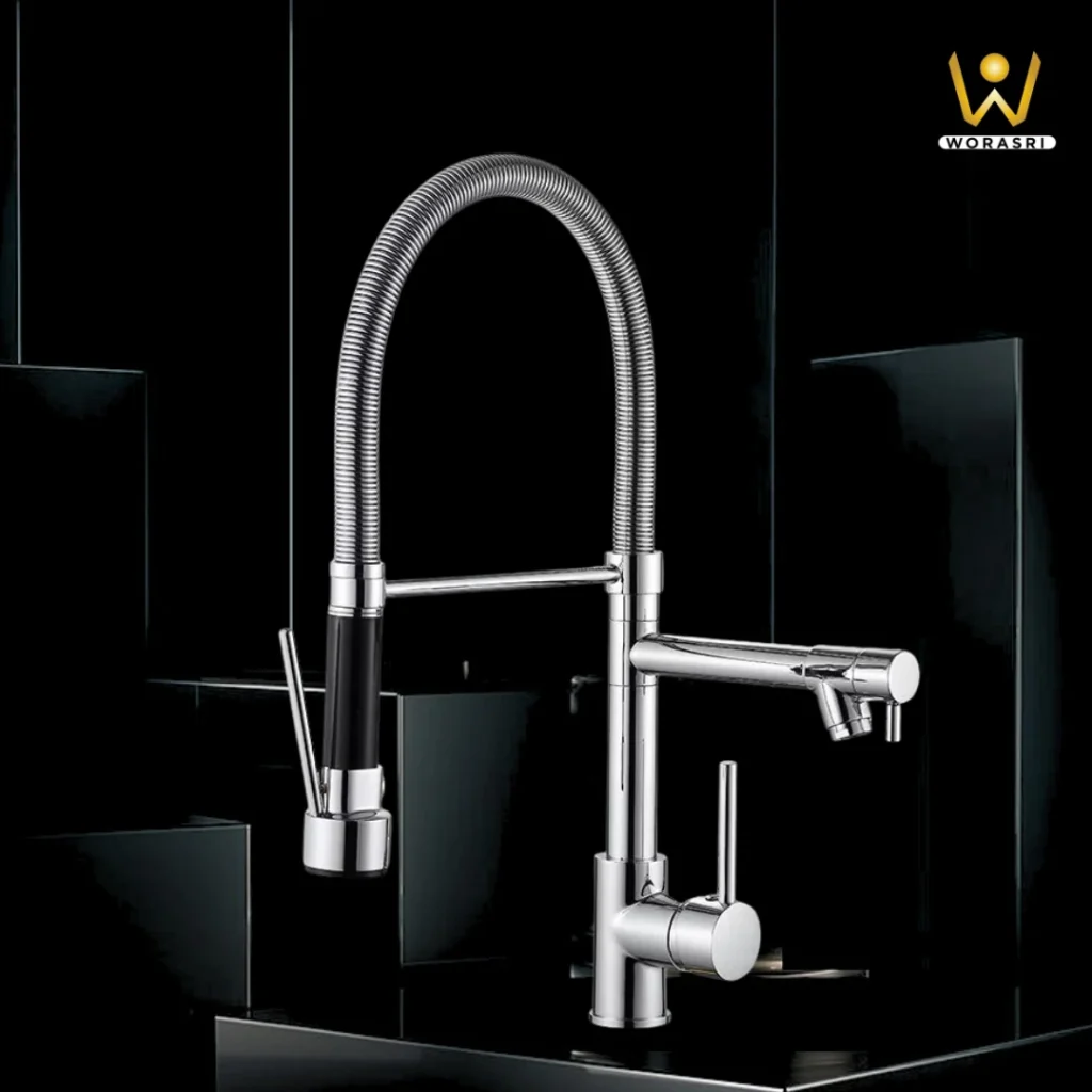 ก๊อกน้ำและอุปกรณ์ห้องน้ำ ห้องครัวสีเงินและสีโครม Silver & Chrome Luxury Faucets & Accessories