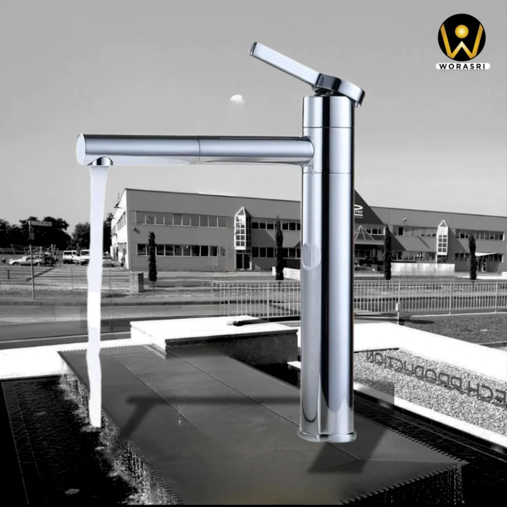ก๊อกน้ำและอุปกรณ์ห้องน้ำ ห้องครัวสีเงินและสีโครม Silver & Chrome Luxury Faucets & Accessories