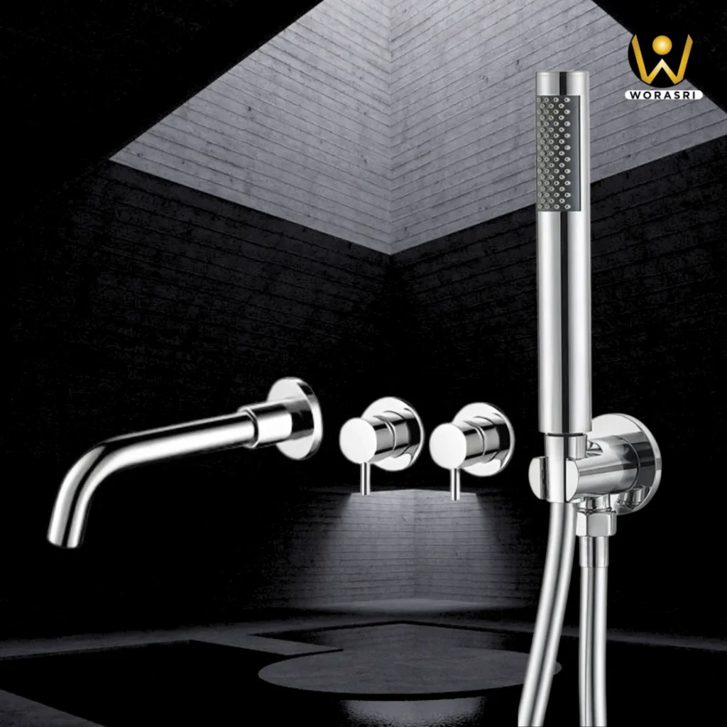 ก๊อกน้ำและอุปกรณ์ห้องน้ำ ห้องครัวสีเงินและสีโครม Silver & Chrome Luxury Faucets & Accessories