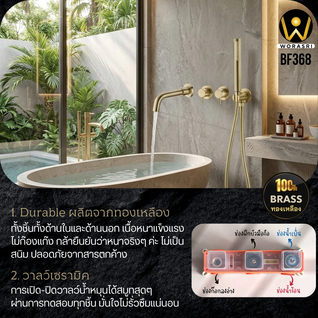 ฝักบัวเรนชาวเวอร์ก้านแข็งฝังผนังที่ฉีดชำระสีทอง
