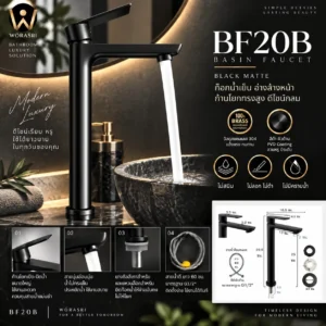ก๊อกอ่างล้างหน้าน้ำเย็น BF20B สีดำผิวด้าน